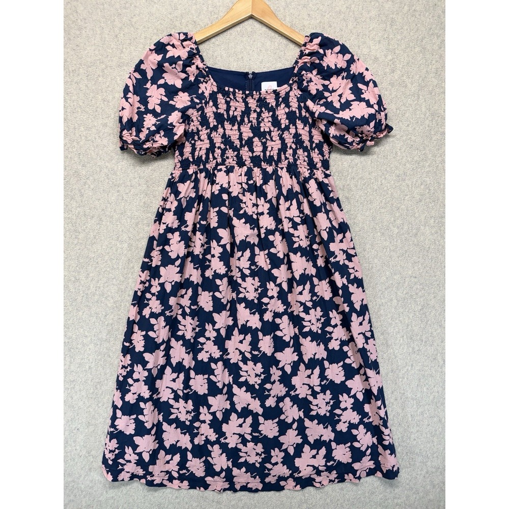 Hatch‎ The Nines Maternity Floral Smocked Puff Sleeve Midi Dress Women's M